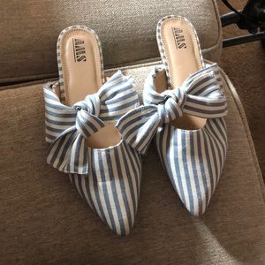Luca + Grae Aspyn Pointed Toe Striped Tie Flats